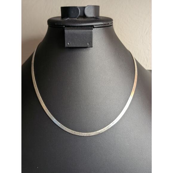 VTG 925 Italy Sterling Silver 4mm Herringbone 20" Chain W/ Lobster Claw Clasp - Picture 7 of 7